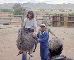 June riding an ostrich